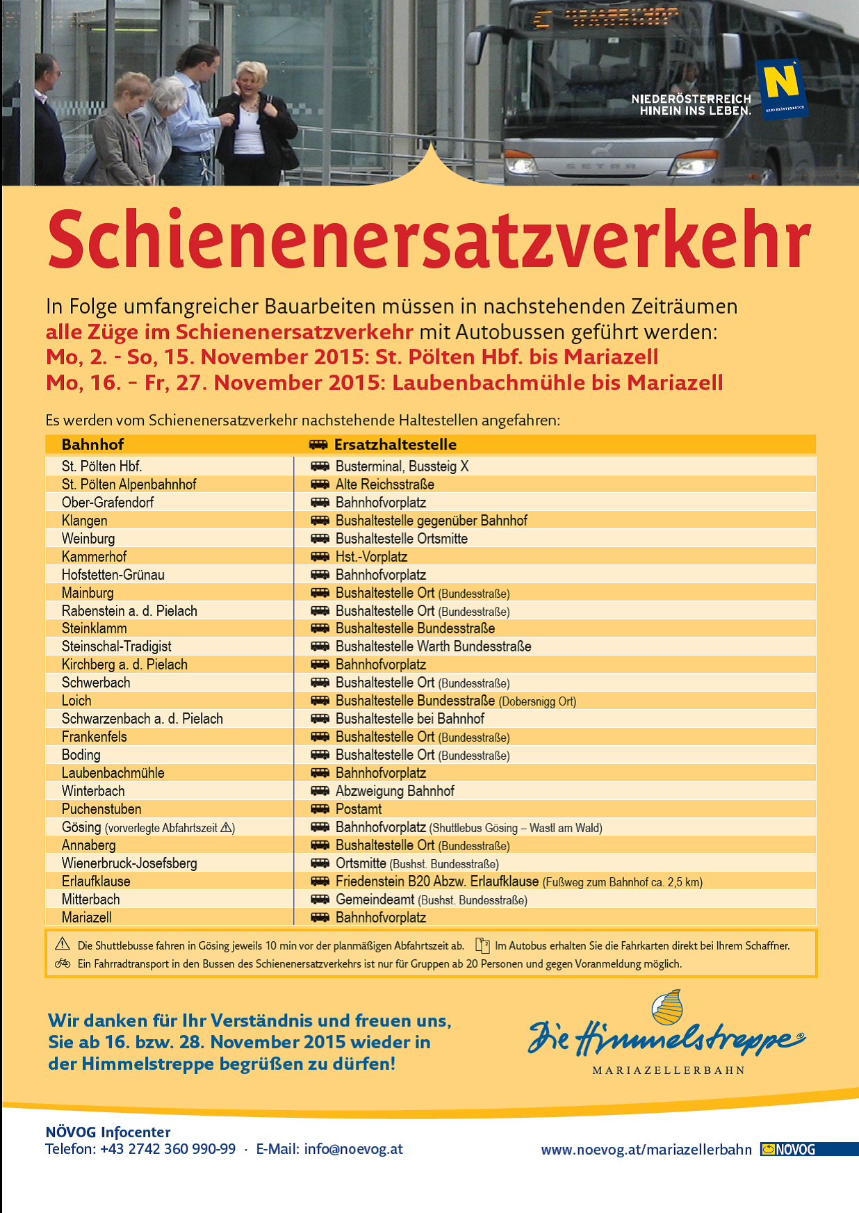 Schienenersatzverkehr November 2015