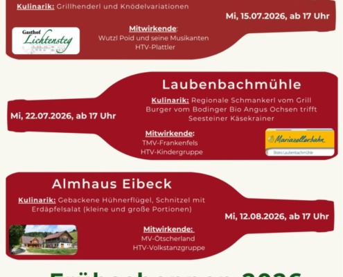 Mittwochveranstaltungen 2026 und Frühschoppen