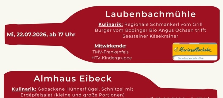 Mittwochveranstaltungen 2026 und Frühschoppen